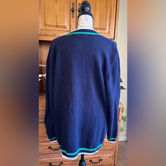 Marks & Spencer Preppy Varsity Vintage Cardigan with Argyle Pattern 100% Cotton - Picture 6 of 10